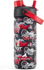 18 oz Stainless Steel Water Bottle for kids: Leakproof, BPA-Free, Easy Carry, Backpack Friendly, 24H Cold, Reusable Insulated Cup, Durable Straw Spout Lid for Sports, Adventures, Camping (Turbo Racer) - Image 2