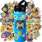 18oz Blue Insulated Water Bottle with Straw Lid for Kids School Double Wall Stainless Steel Water Bottle Gamer Water Bottle for Boys DIY Funny Stickers Gaming for Sports, Travel,Picnic and School - Image 2