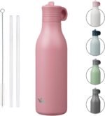 18oz Stainless Steel Water Bottle with Straw, Insulated Metal Travel Water Bottle, Reusable and Leak Proof, BPA Free, Double Wall Design, Pink - Image 2