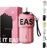 18oz Travel Coffee Mug Tumbler with Lid and Straw, 18/10 Stainless Steel, 6-Layer Insulation, Spill Proof, Leak Proof Tumbler with Straw Mouth Rotary Lock, Coffee Mugs for Women - Hot Pink - Image 2