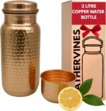 2 Litre Pure Copper Water Bottle for Drinking 76 oz with Lid| Leak Proof Ayurvedic Vessel to Support Digestion, Immunity | Lightweight, Eco-Friendly - Image 2