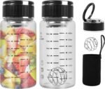 2 Pack 16oz/500ml Glass Shaker Bottle with Lid Handle, Glass Water Bottle, Wide Mouth Sport Nutrition Bottle Measuring Marks (ml/oz), for Protein Mixing, Juices, Iced Tea,Milk,Coffee,Juice Jars - Image 2