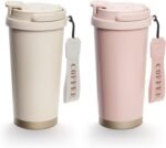 2 Pack 17oz Insulated Coffee Mug, Leakproof Travel Coffee Tumblers With Strap, Vacuum-Insulated Stainless Steel Reusable Coffee Cup for Hot & Cold Drinks - Image 2