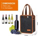 2 Pack 6 Bottle Wine Tote Bag, Insulated Thermal Padded Wine Carrier Tote, Reusable Wine Bags for Wine Bottles Travel, Camping and Picnic, Perfect Wine Lover Gift - Image 2