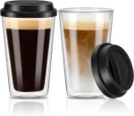 2 Pack Double Walled Insulated Coffee Mugs with Silicone Lids, 12 OZ Reusable Coffee Cups, Cappuccino, Tea, Latte, Iced Coffee Cups, Travel Mugs, Heat Resistant - Image 2