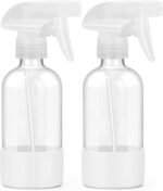 2 Pack Glass Spray Bottles 8 oz, Empty Refillable Containers with Silicone Sleeve Protection, Glass Spray Bottles for Cleaning Solutions, Hair and Plants with Adjustable Nozzles White - Image 2