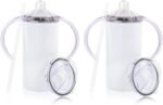 2 Pack Sublimation Blank Sippy Cup Tumblers with Handles Straight Stainless Steel Insulated Skinny Tumblers with Splash-proof Lid 12 oz Shatterproof Water Tumbler - Image 2