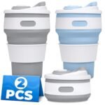 2-Pack Сollapsible Cups for Traveling Reusable – 12oz Leakproof Coffee Travel Mug, Silicone, Foldable & Portable for Hiking, Camping, Office | Lightweight Collapsible Coffee Cups for Outdoor Use - Image 2