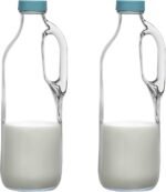 2 Pc 47oz Clear Glass Pitchers with Handles and Lids - Airtight Refrigerator Water Juice Jugs for Kitchen - Image 2