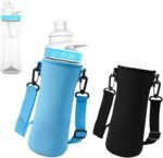 2 Pcs Neoprene Water Bottle Sleeve for Cirkul Water Bottle 32 Oz, Carrier With Strap for Cirkul, Insulated Sleeve for Plastic & Stainless Steel Bottles Black/Blue - Image 2