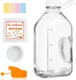 2 Quart (64 Oz) Glass Milk Bottle with Handle, Water Jug with Scale/Nut Milk Bag/Pour Spout/Airtight Lid, Reusable Carafe Container Pitcher for Milk, Tea, Juice, Coffee Beverage-1/2 Gal 1 Pack - Image 2