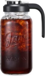 2 Quart Glass Pitcher with Lid - Mason Jar Pitcher with Filter Lid, Wide Mouth Jar Leak-proof Water Jug, Heavy Duty Glass Container for Water, Juice, Milk, Tea, Iced Coffee, and Drinks - Image 2