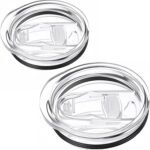 2 Replacement Lids for Stainless Steel Tumbler Travel Cup,3.1 to 3.15 INCH Cup Mouth Compatible with YETI Rambler and More Tumbler Cups,Spill Proof Splash Resistant Sliding Covers (20 OZ) - Image 2