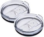 2 Replacement Lids for Stainless Steel Tumbler Travel Cup,Splash Proof Open,Fits of Inner diameter 3.7 to 3.74 INCH Yeti Rambler and More Cooler Cup (30OZ,Transparent) - Image 2