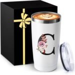 20 Oz Initial Insulated Coffee Cup with Lid Car Tumbler Travel Mug Girlfriend Gf Future Mrs Her Women Boyfriend 1 Year Anniversary Cute Romantic Christmas Xmas First Valentines I Love You More Gifts - Image 2