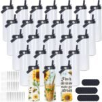 20 Oz Sublimation Tumblers Bulk Skinny Straight, 25 Pack Sublimation Sport Water Bottles Blanks with Portable Handle, Double Wall Stainless Steel Tumbler Cup for Heat Transfer, Individual Box - Image 2