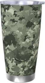 20 Oz Tumbler With Lid And Straw, Stainless Steel Travel Coffee Mug Double Wall Insulated Tea Cup Army Digital Camouflage Water Bottle Gifts For Women Men - Image 2
