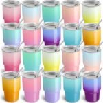 20 Pack 3 oz Gradient Mini Tumbler Shot Glass with Straw and Lid,Sublimation Christmas Shot Glasses Stainless Steel Vacuum Insulated Mini Tumblers Cups Gifts for Wedding Cocktail Party - Image 2