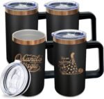 20 oz Insulated Coffee Mug with Lid, 4 Pack Stainless Steel Coffee Tumbler Bulk, Double Wall Vacuum Travel Mug with Handle, Leakproof Powder Coated Coffee Cups for Hot and Cold Drinks (Black,4 pack) - Image 2