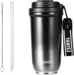 20 oz Insulated Water Bottle with Straw, Thermal Stainless Steel Flask – Leak Proof Vacuum Bottle for Fitness, Office & Travel, Hot Cold Portable Drink Container with Handel Strap, Gifts for Friends - Image 2