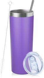 20 oz Skinny Tumbler with Lid and Straw,Stainless Steel Vacuum Insulated Tumbler Cup Double Wall Leak-proof Coffee Mug,Travel Thermal Water Tumbler for Home,Office,Outdoor (Purple,1) - Image 2