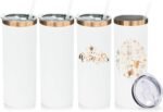 20 oz Skinny Tumblers Bulk 4 Pack, Stainless Steel Insulated Tumbler with Lids and Straws, Slim Double Wall Powder Coated Travel Coffee Mugs Reusable Cup for Hot Cold Drinks (White,4 pack) - Image 2