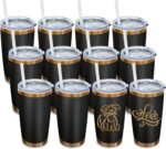 20 oz Tumbler Bulk 12 Pack Stainless Steel Tumbler with Lid and Straw, Double Wall Vacuum Insulated Travel Coffee Mug for Laser Engrave, Powder Coated Cup for Hot and Cold Drinks (Black,12 pack) - Image 2