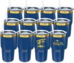 20 oz Tumbler Bulk 12 Pack Stainless Steel Tumblers with Lids and Straws, Double Wall Vacuum Insulated Travel Coffee Mug for Laser Engrave, Powder Coated Cups for Hot and Cold Drink (Navy,12 pack) - Image 2