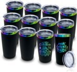 20 oz Tumbler Bulk with Lid and Straw Double Wall Vacuum Insulated Travel Coffee Mug Powder Coated Cup for Hot and Iced Drinks (Black,12 pack) - Image 2