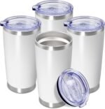 20 oz Tumbler Coffee Travel Tumblers Bulk with Lid Stainless Steel Double Wall Vacuum Insulated Mug Powder Coated Cups fit Car Cupholder for Hot and Cold - White, 4Pack - Image 2