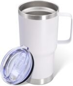 20 oz Tumbler with Handle and Lid, Stainless Steel Tumbler Insulated Travel Coffee Mug, Spill Proof Double Wall Vacuum Tumbler Cup Keep Drink Hot & Cold,White, 1 Pack - Image 2