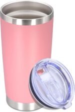 20 oz Tumbler with lid Double Wall Vacuum Insulated Tumblers Stainless Steel Coffee Mug Travel Coffee Tumbler Powder Coated Tumbler Cup Keep Hot&Cold - (Pink 1 Pack) - Image 2
