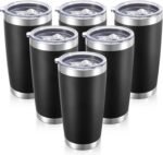 20 oz Tumblers Bulk Stainless Steel Tumbler with Lid Double Wall Vacuum Insulated Coffee Mug 20oz Powder Coated Cup for Hot and Cold Drinks, Black, 6 pack - Image 2