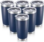 20 oz Tumblers Bulk Stainless Steel Tumbler with Lid Double Wall Vacuum Insulated Coffee Mug 20oz Powder Coated Cup for Hot and Cold Drinks, Navy, 6 pack - Image 2
