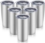 20 oz Tumblers Bulk Stainless Steel Tumbler with Lid Double Wall Vacuum Insulated Coffee Mug 20oz Powder Coated Cup for Hot and Cold Drinks, Stainless, 6 pack - Image 2