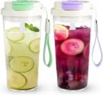 20oz Clear Tumbler with Lid and Straw, 2Pcs Plastic Coffee Tumbler, Iced Coffee Cup Acrylic Tumbler for Coffee, Soda, Tea, Milk, Juice, Gift, Green&Purple - Image 2