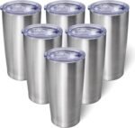 20oz Tumbler Bulk Stainless Steel Tumblers with Lid Vacuum Insulated Double Wall Travel Coffee Mug Powder Coated Tumbler Cup for Hot and Cold Drinks(Stainless Steel, 6 pack) - Image 2