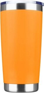 20oz Tumbler Bulk Stainless Steel Vacuum Insulated Tumblers with Lid Double Wall Travel Mug, Durable Powder Coated Coffee Cup, Suitable for Ice Drinks and Hot Beverage (Orange 1pack) - Image 2
