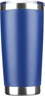 20oz Tumbler Stainless Steel Vacuum Insulated Mug with Lid, Double Wall Travel Mug, Durable Powder Coated Coffee Cup, Suitable for Ice Drinks and Hot Beverage (New Blue 1 pack) - Image 2
