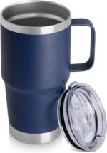 20oz Tumbler with Lid, Stainless Steel Tumbler with Handle, Metal Insulated Travel Coffee Mug with Handle, Double Wall Vacuum Spill Proof Tumbler Cup, Navy 1 Pack - Image 2