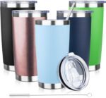 20oz Tumbler with Lid and Straw Double Wall Powder Coated Vacuum Insulated Coffee Tumbler Stainless Steel Insulated Travel Coffee Mug Spill-Proof Thermal Cup for Hot and Cold Beverage,Baby Blue - Image 2