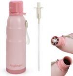 20oz Water Bottle Insulated with Straw & Handle Double Wall Vacuum Stainless Steel Water Flask Keep Cold 24h Hot 12h for Sports, Travel, School (Pink) - Image 2