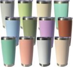 20oz insulted tumblers stainless steel cup Tumbler Bulk with push Lid, and metal straw powder coated coffee cup for cold and hot drinking (12, Assorted color) - Image 2