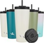 22 OZ Insulated Tumbler with Lid and 2 Straws Stainless Steel Water Bottle Vacuum Travel Mug Coffee Cup,Angel White - Image 2