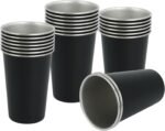 22 Pcs 16 oz Stainless Steel Pint Cups Stackable Metal Cups Black Shatterproof Water Tumblers Kids Adults Drink Water Tumbler for Restaurant Picnic Outdoor Travel Camping - Image 2