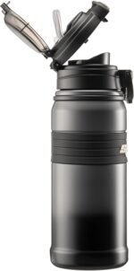 22 oz Insulated Water Bottle, Black, Stainless Steel, 2-in-1 Lid, Leak Proof, Cold 24 Hours, Sport, 107.5 in, THERMOS, Water Bottle - Image 2