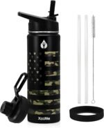 22 oz Insulated Water Bottle,Stainless Steel Leak Proof Water Bottles,Wide Mouth Double Walled Travel Thermal Mug with 2 Lids for Cold Water Drinks,Sports,Travel,Car and School Camouflage - Image 2