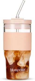 23oz/680ml Glass Tumbler with Straw and Lid - Matcha Leak-Proof Portable Travel Water Glass Cup for Smoothies, Iced Coffee,Matcha and Cold Beverages - Durable and Eco-Friendly (Pink with Sleeve) - Image 2