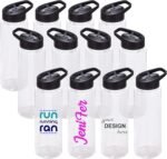 24 oz Clear Water Bottles with Straw, 12 Pack Bulk Reusable Sports Water Bottle with Handle, Wide Mouth & Portable for Travel Gym Cycling Hiking Camping, for Personalized DIY Teacher Nurse Gift - Image 2