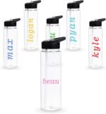 24 oz Clear Water Bottles with Straw, 6 Pack Bulk Reusable Sports Water Bottle with Handle, Wide Mouth & Portable for Travel Gym Cycling Hiking Camping, for Personalized DIY Teacher Nurse Gift - Image 2